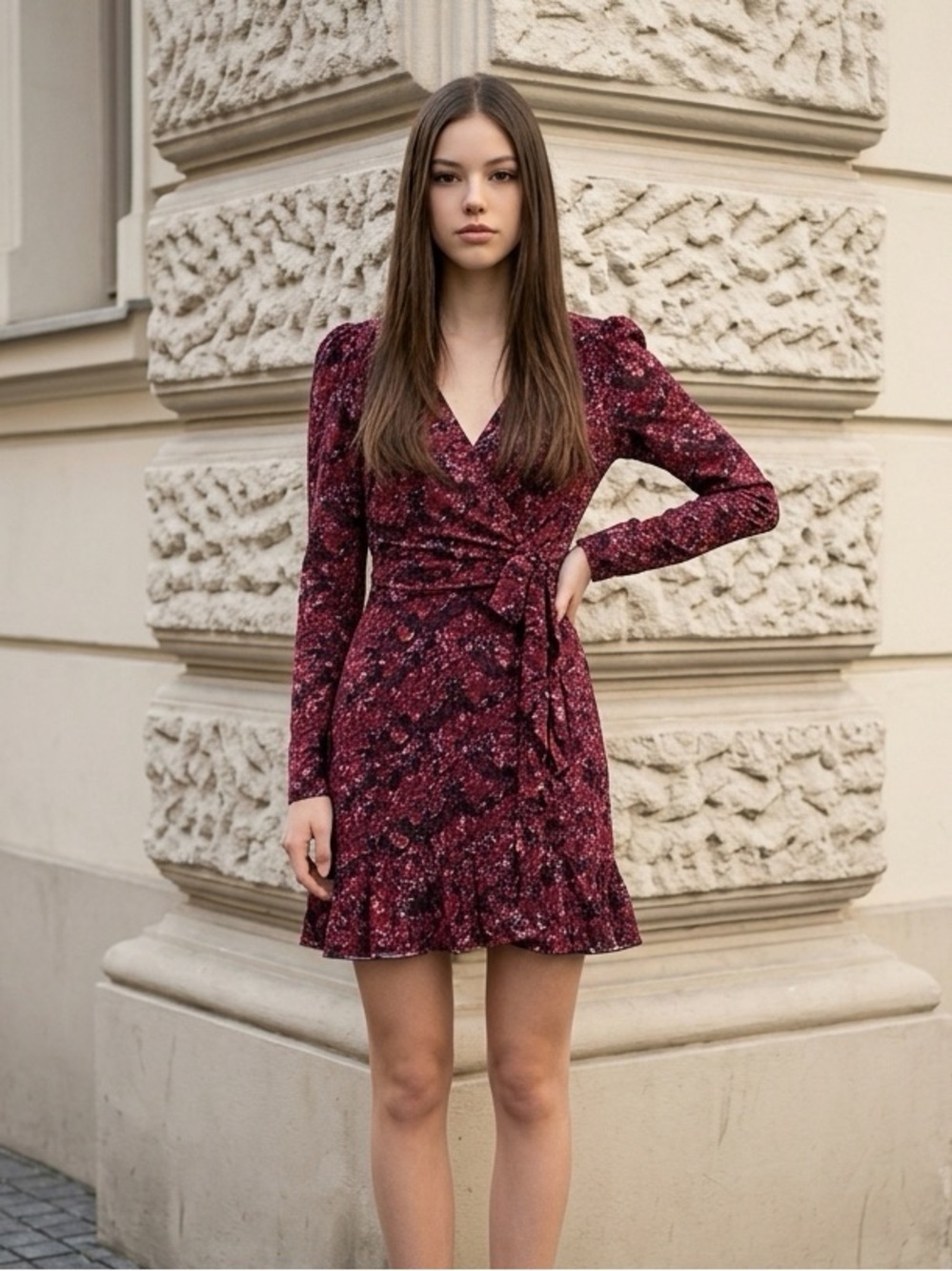 Parker Pink Alison Floral Long Sleeve Ruffle Dress
